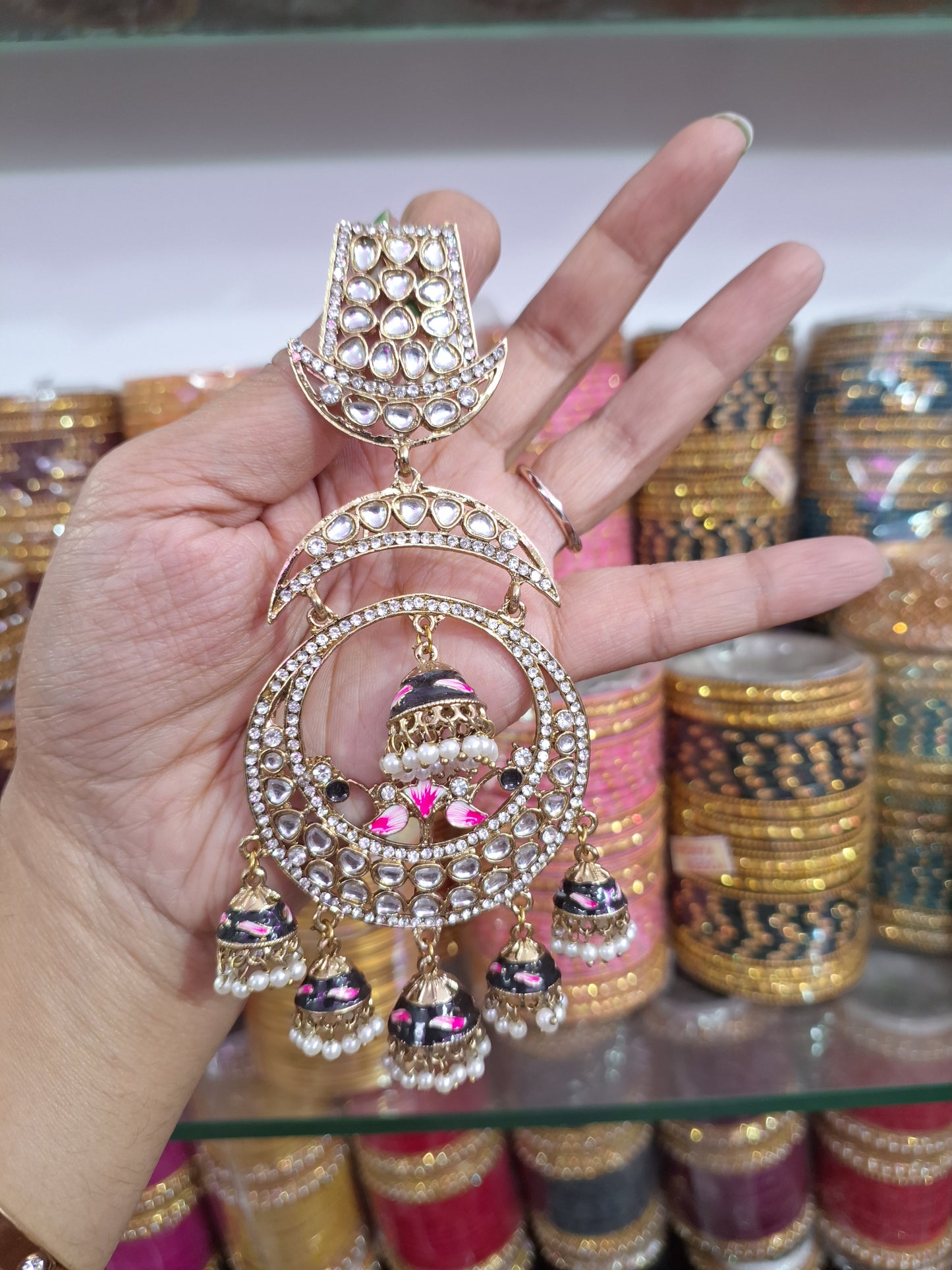 Meenakari Jhumki Earrings