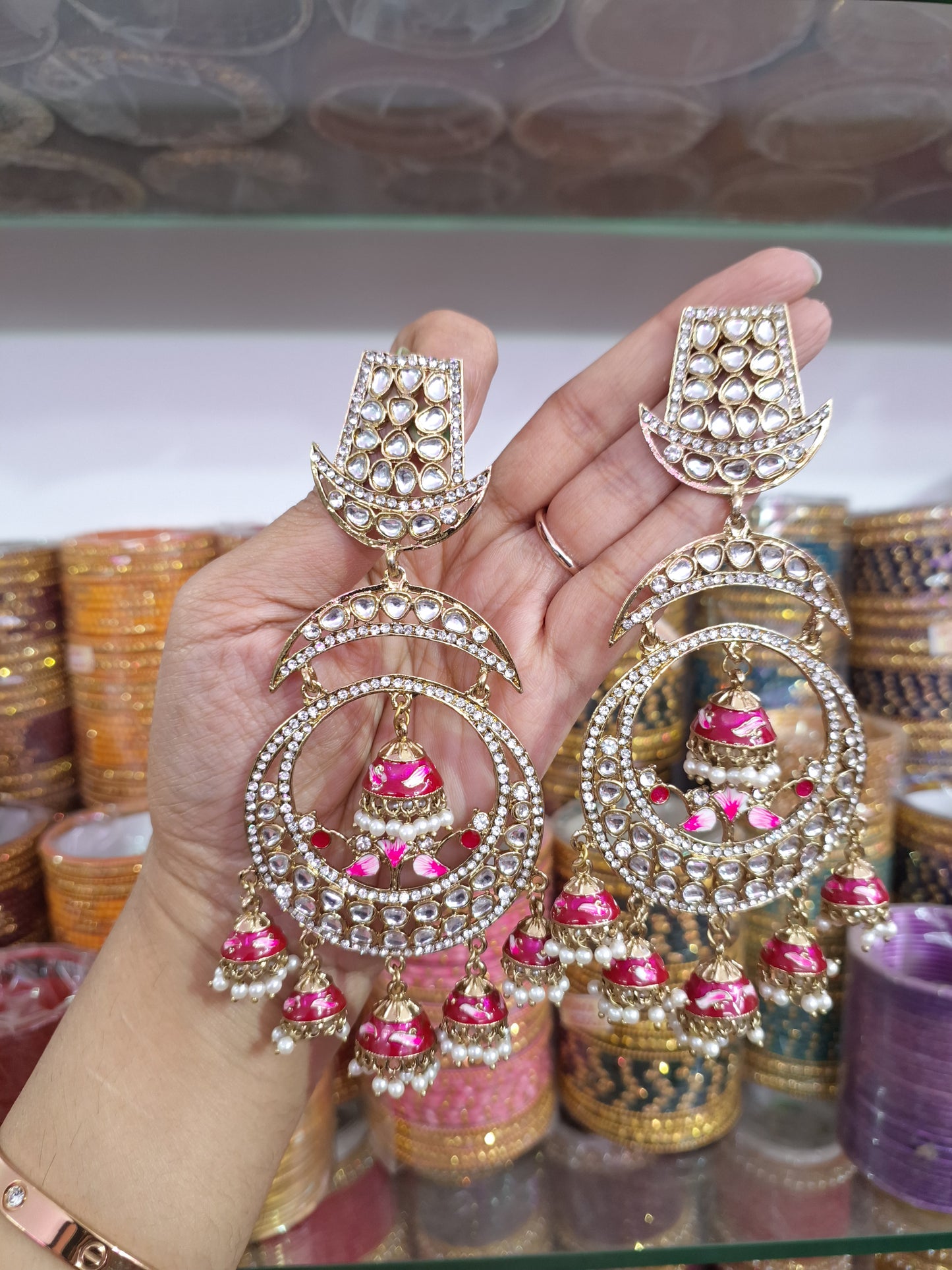 Meenakari Jhumki Earrings