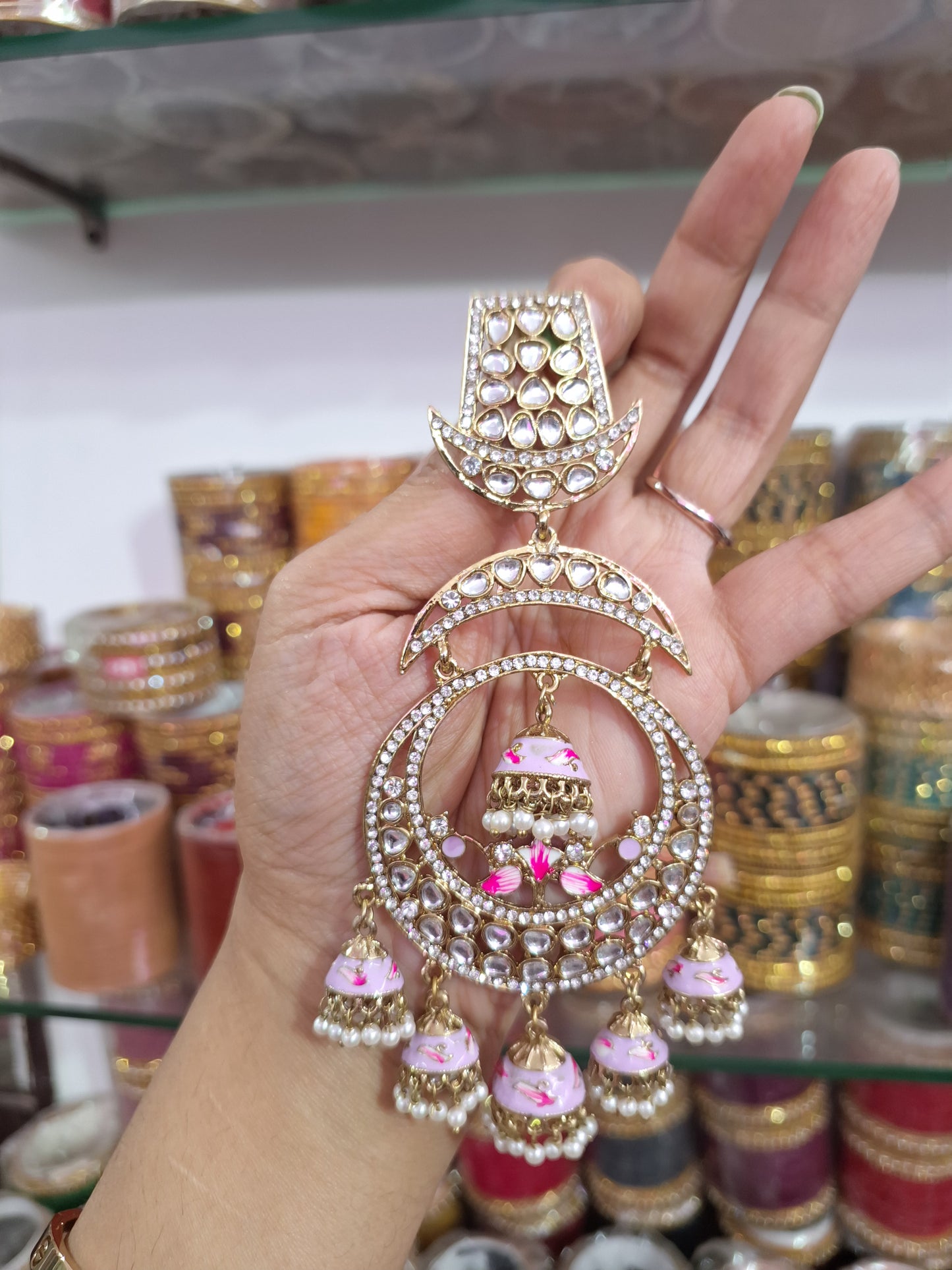 Meenakari Jhumki Earrings