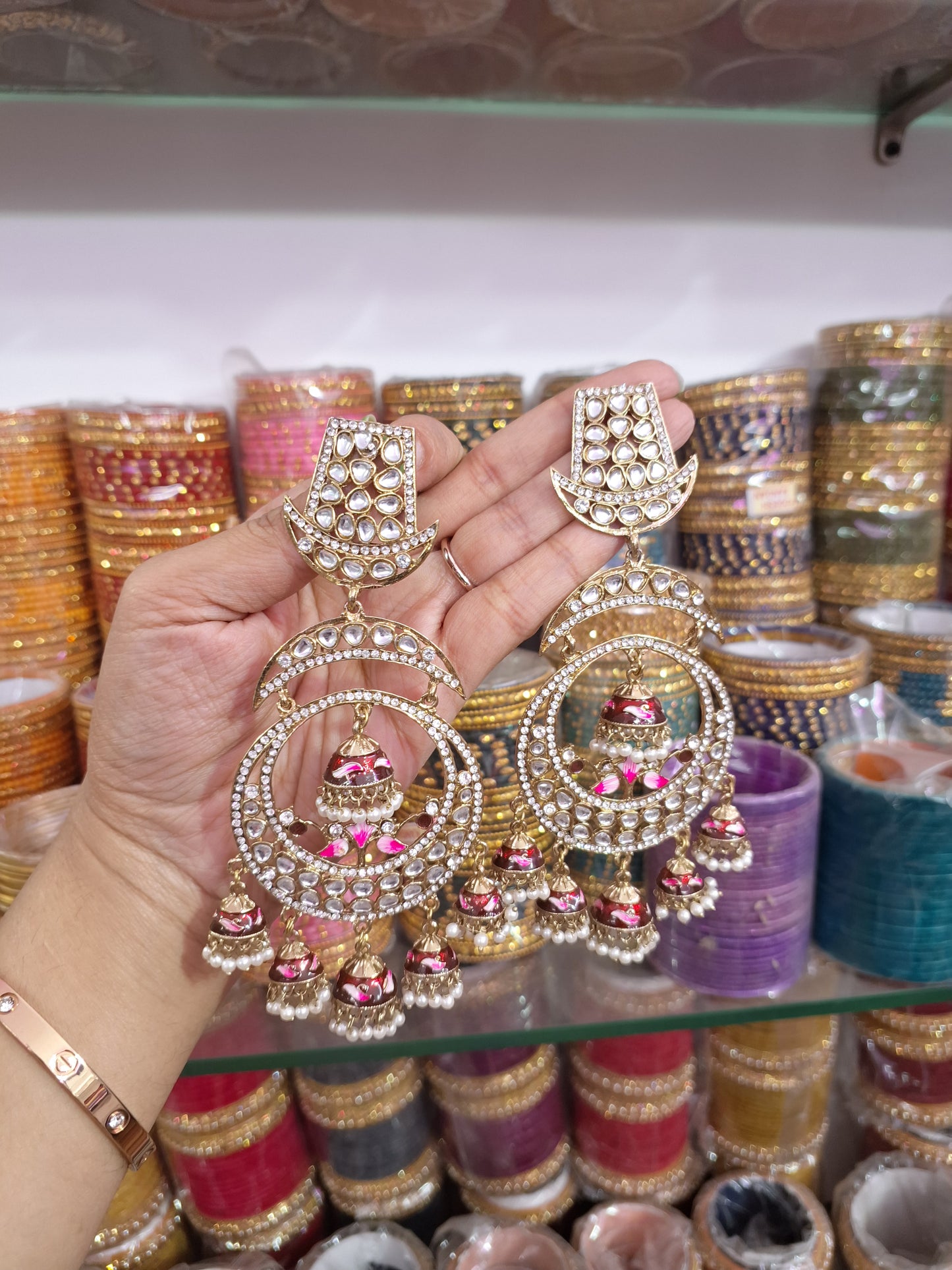 Meenakari Jhumki Earrings