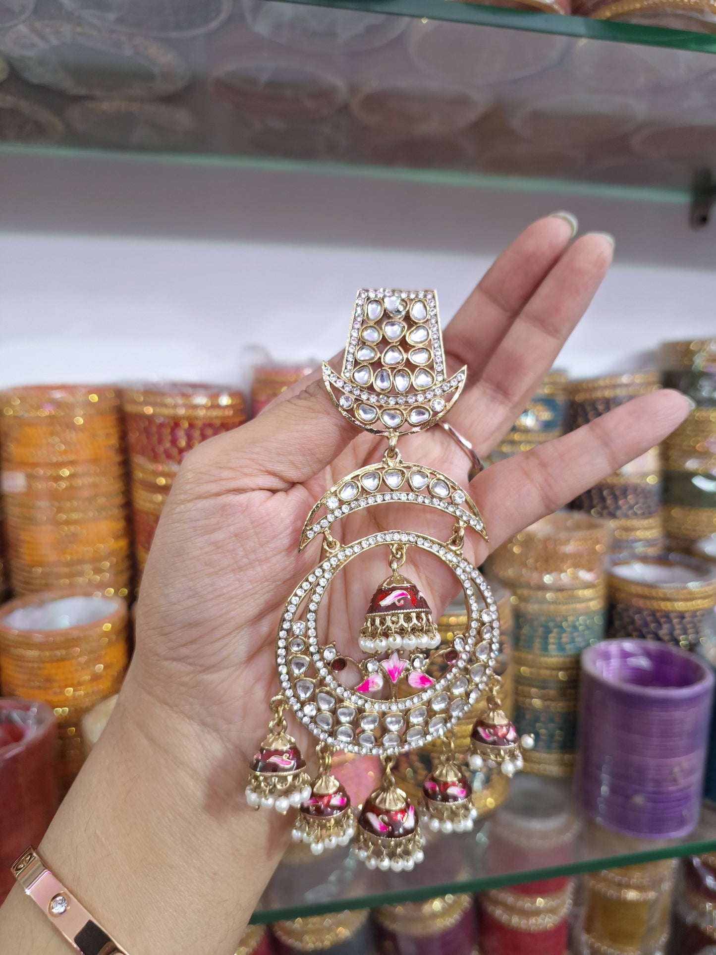 Meenakari Jhumki Earrings
