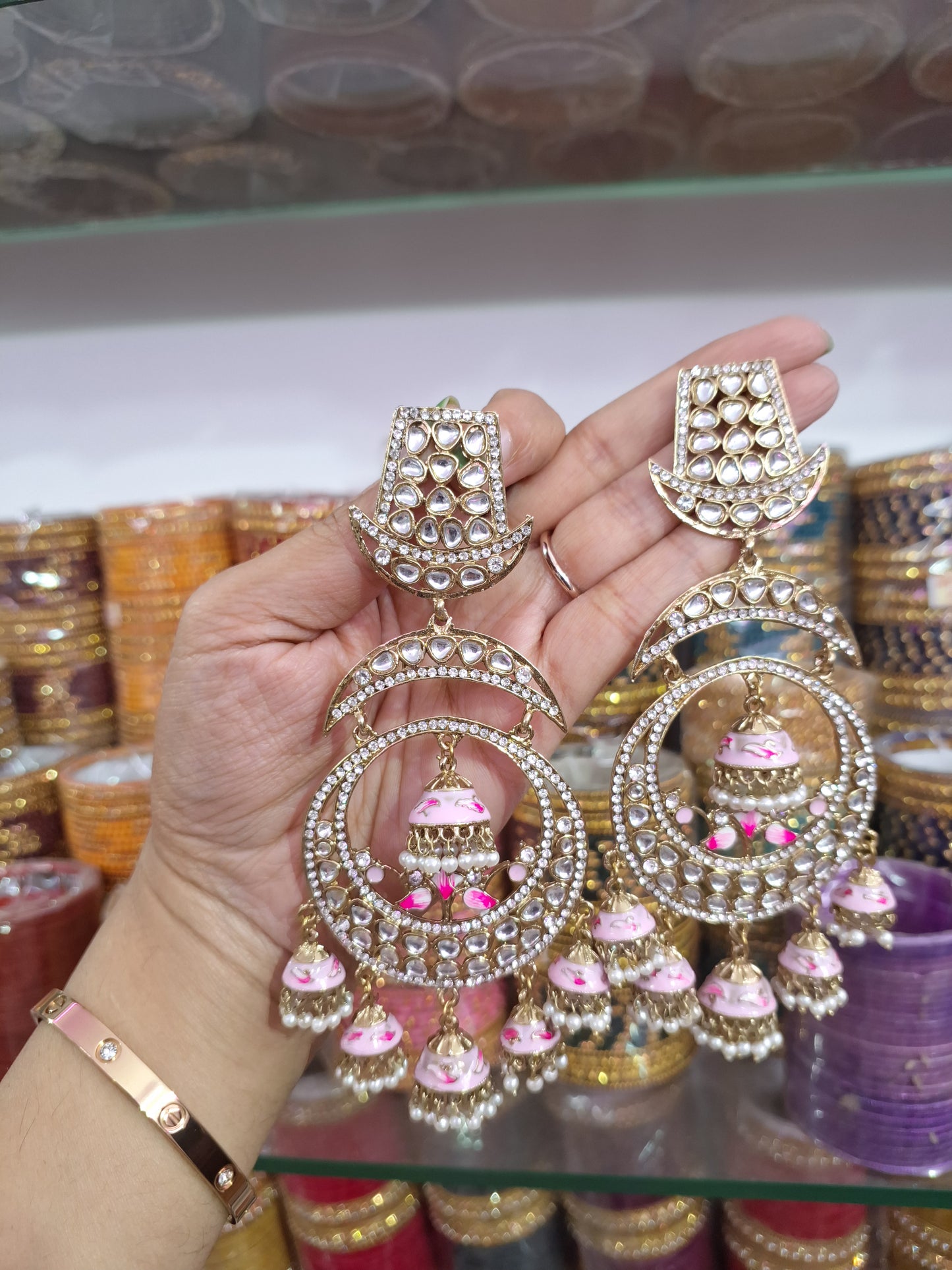 Meenakari Jhumki Earrings