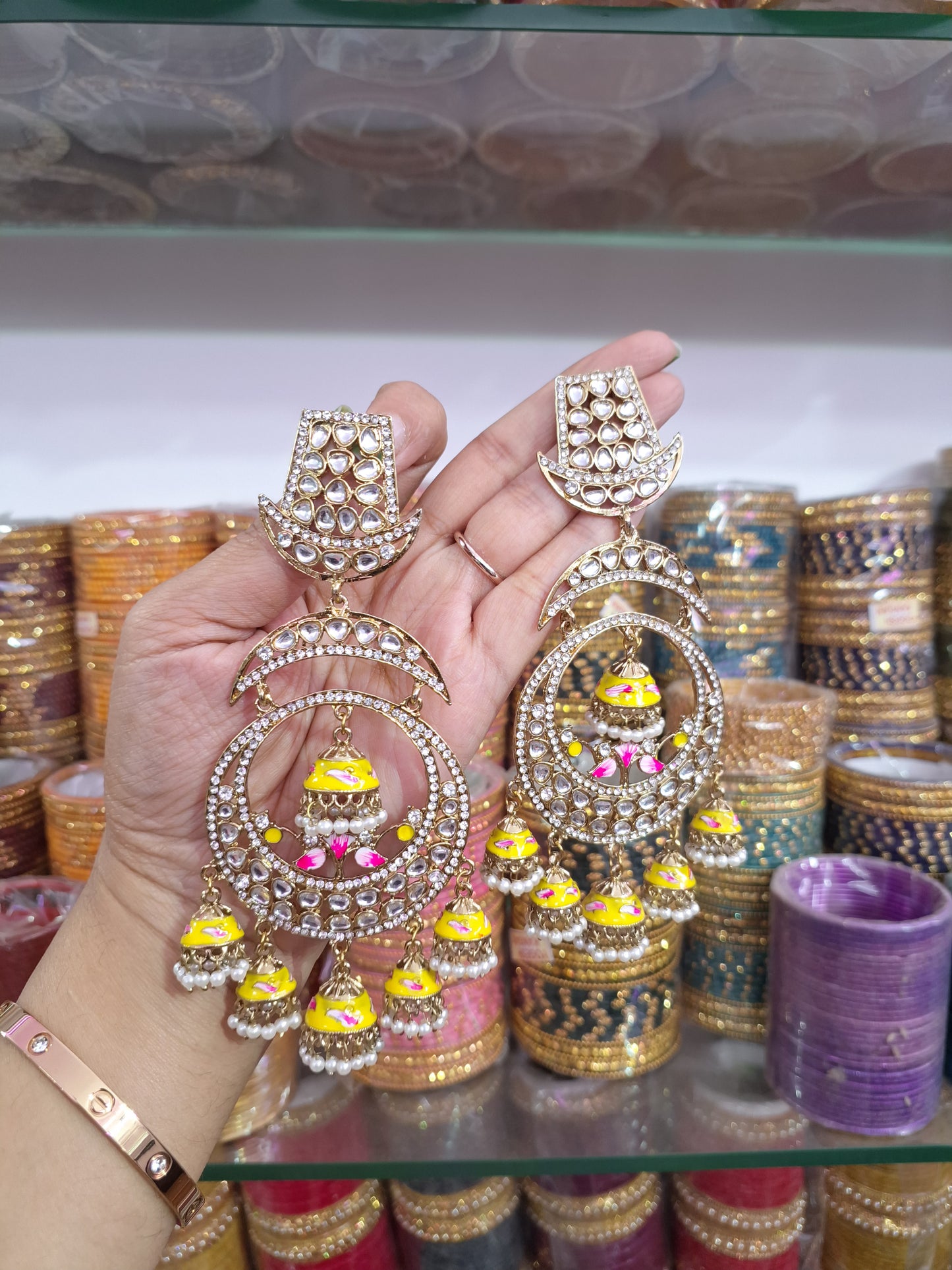 Meenakari Jhumki Earrings