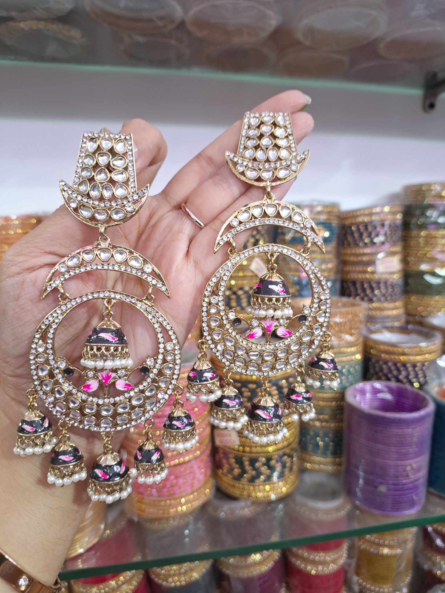 Meenakari Jhumki Earrings