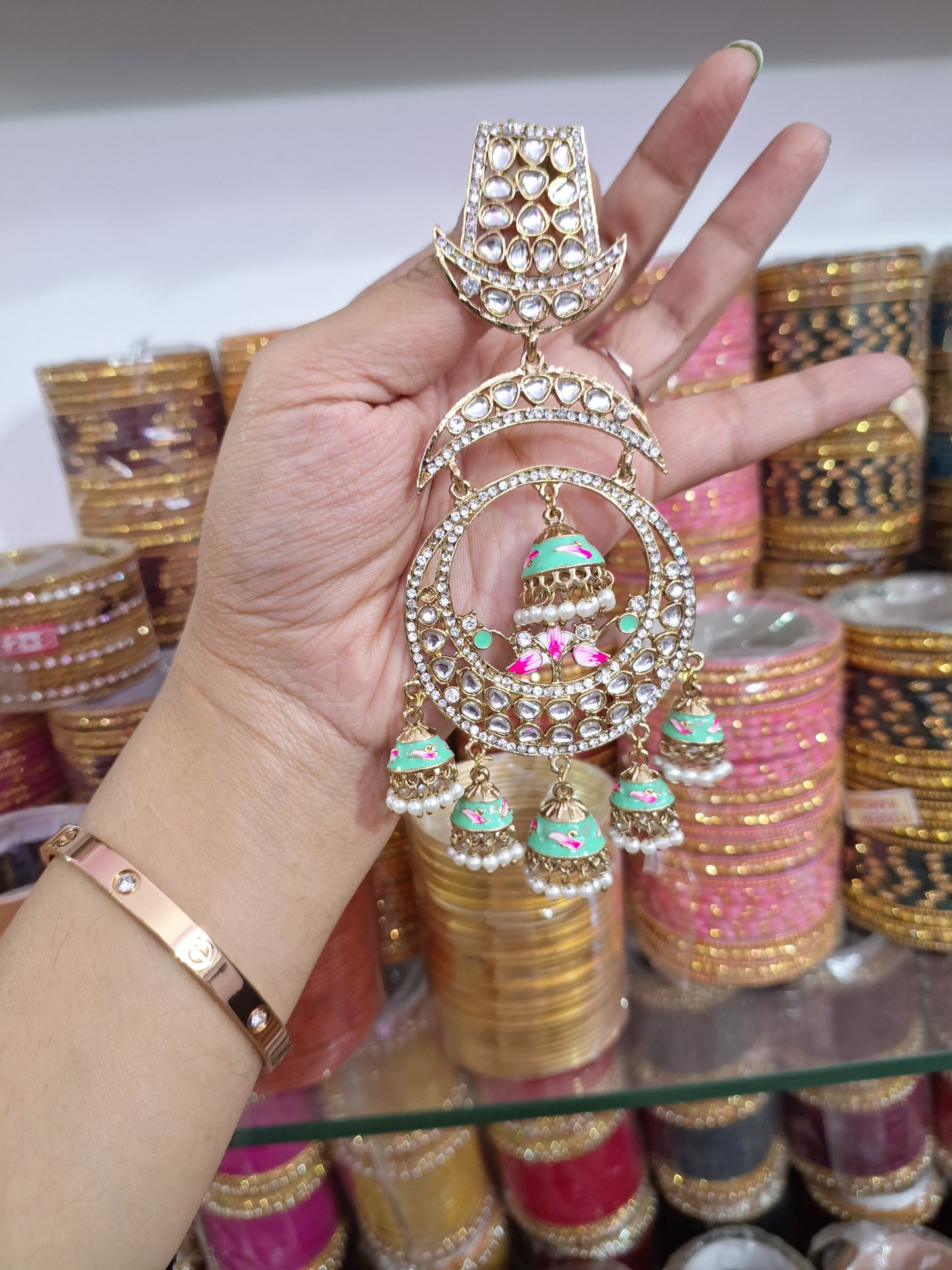 Meenakari Jhumki Earrings