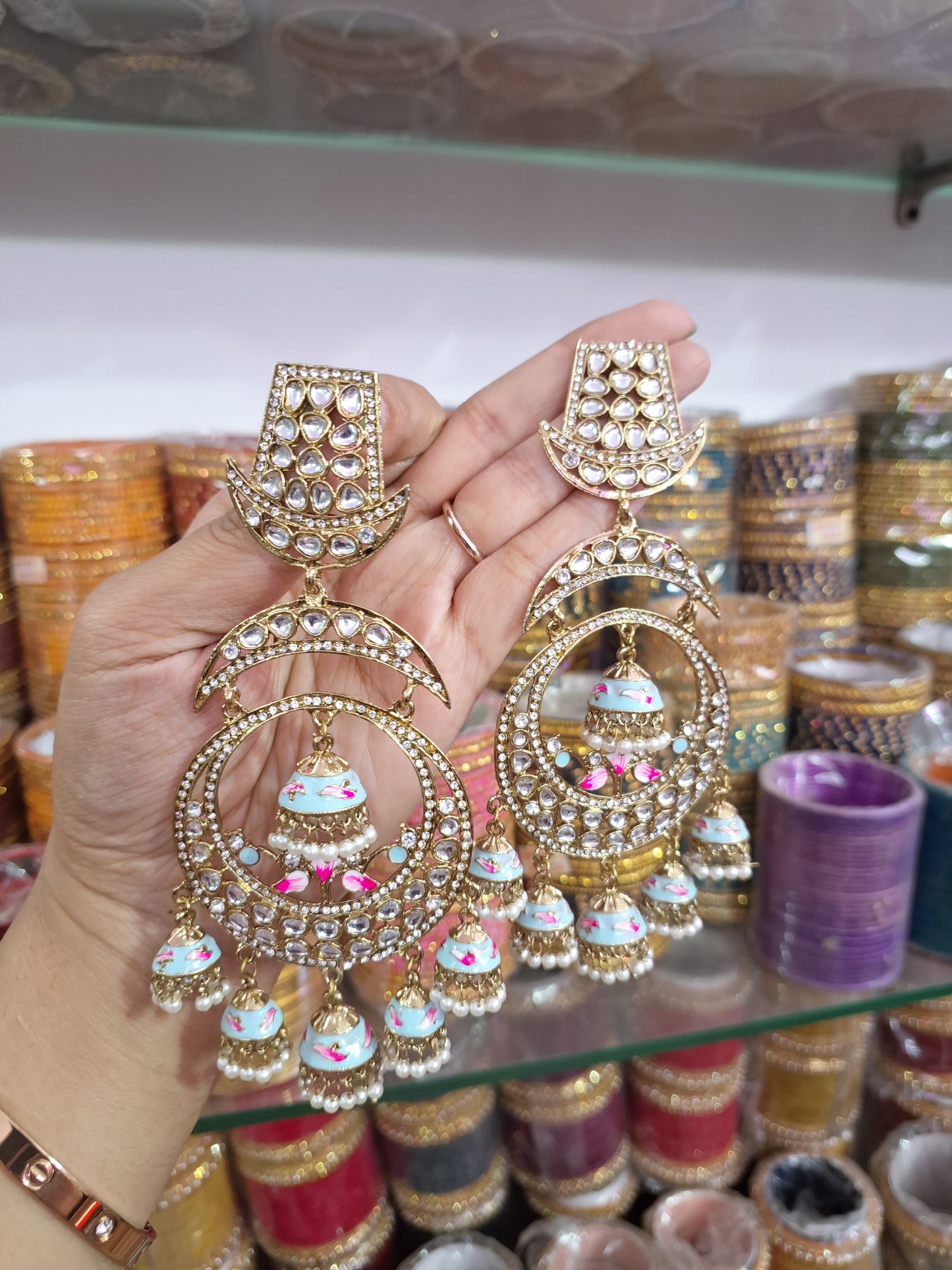 Meenakari Jhumki Earrings