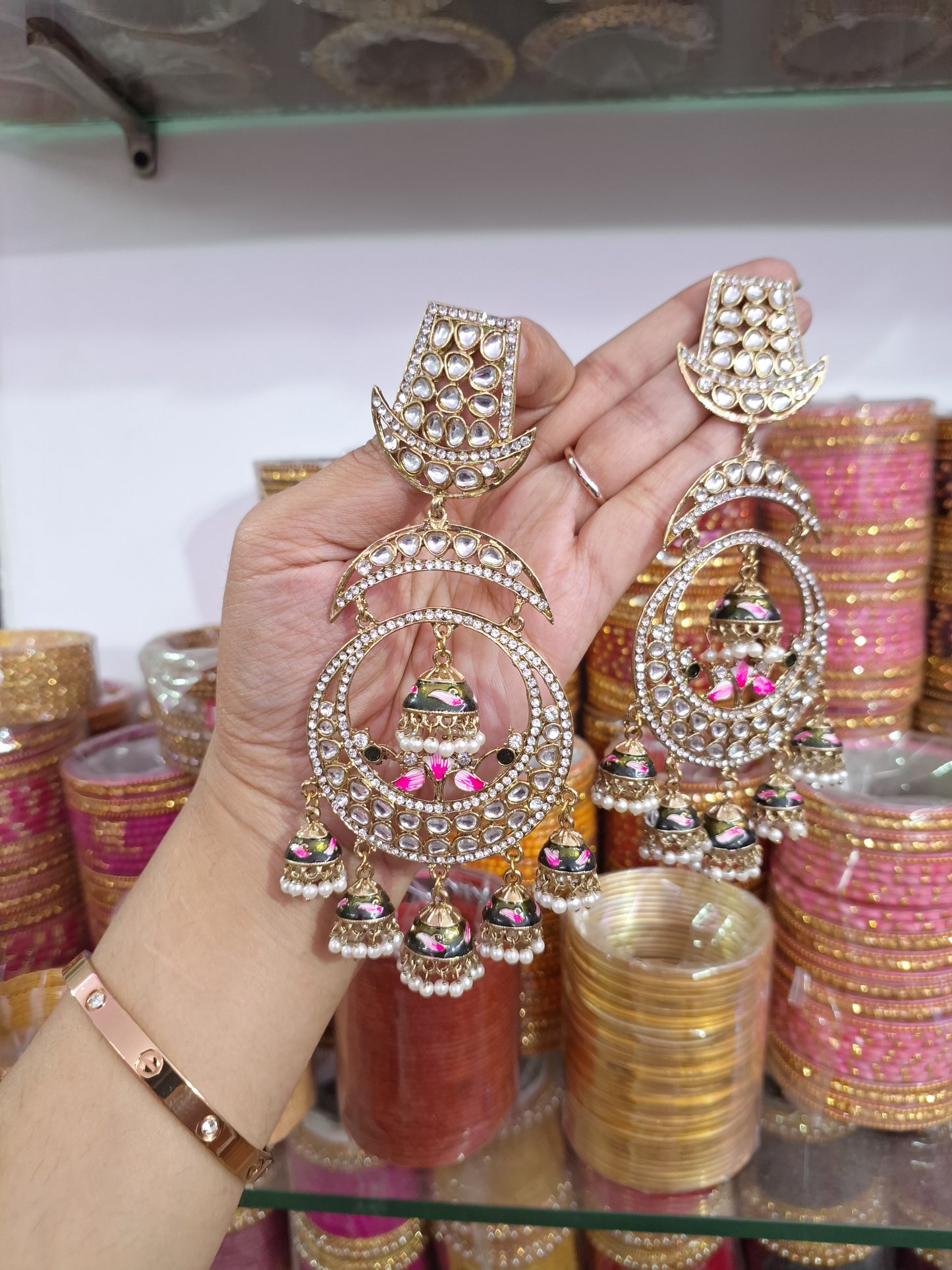 Meenakari Jhumki Earrings