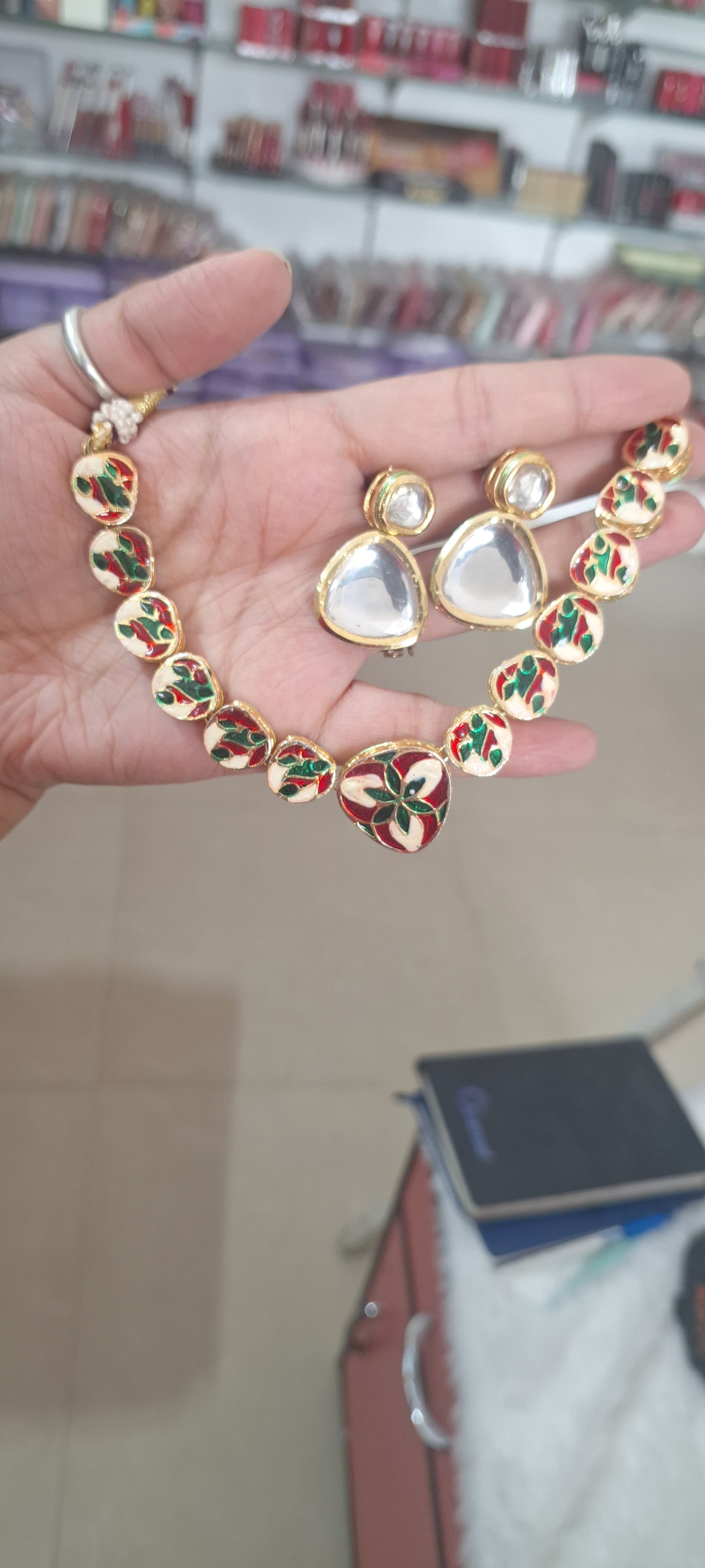 Kundan Jewellery Set with back Meena