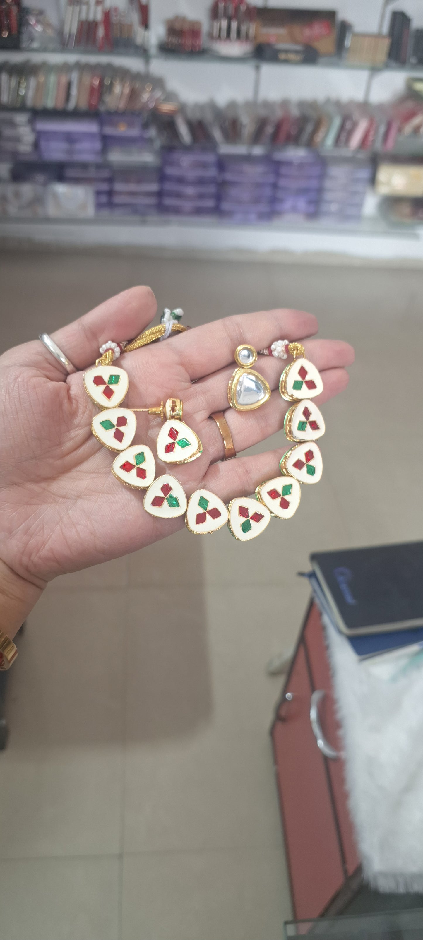 Kundan Jewellery Set with back Meena