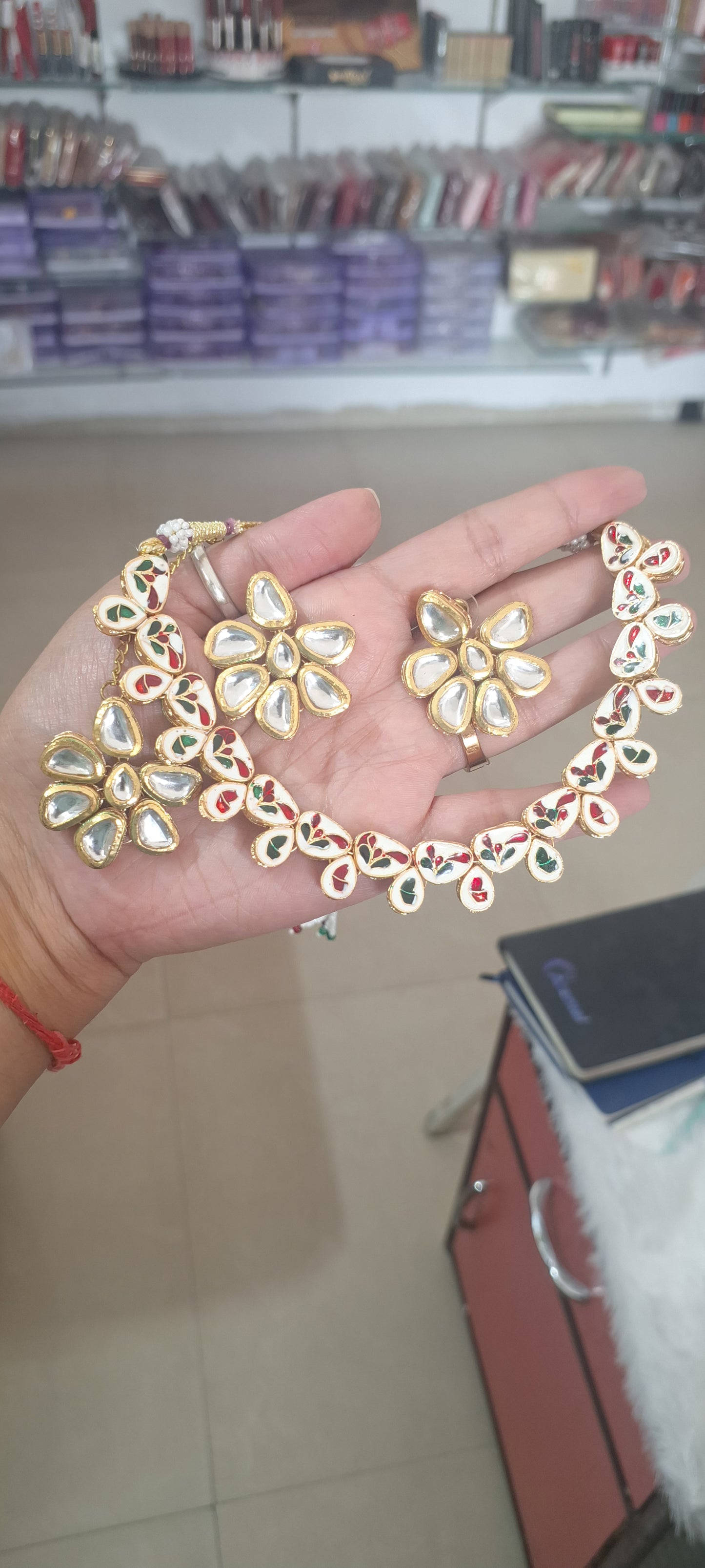 Kundan Jewellery Set with back Meena